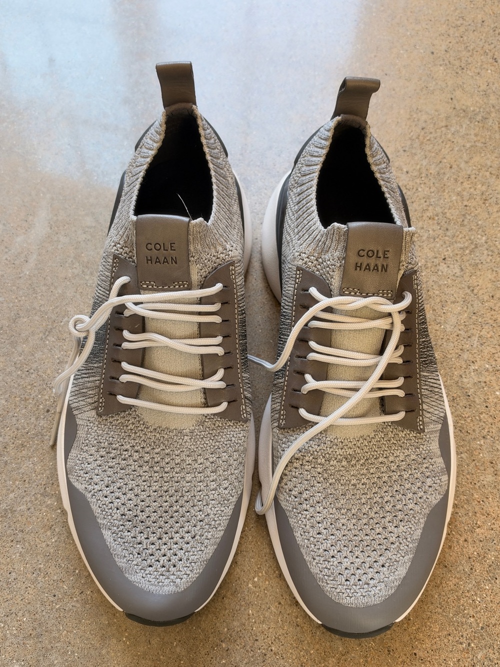 Cole Haan Men’s Light Grey Knit Slip-On Sneakers